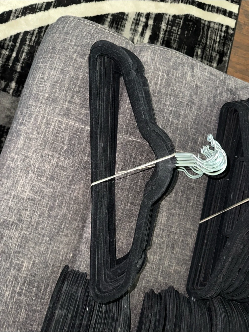Black Velvet Non-Slip Slim Closet Hangers - Pack